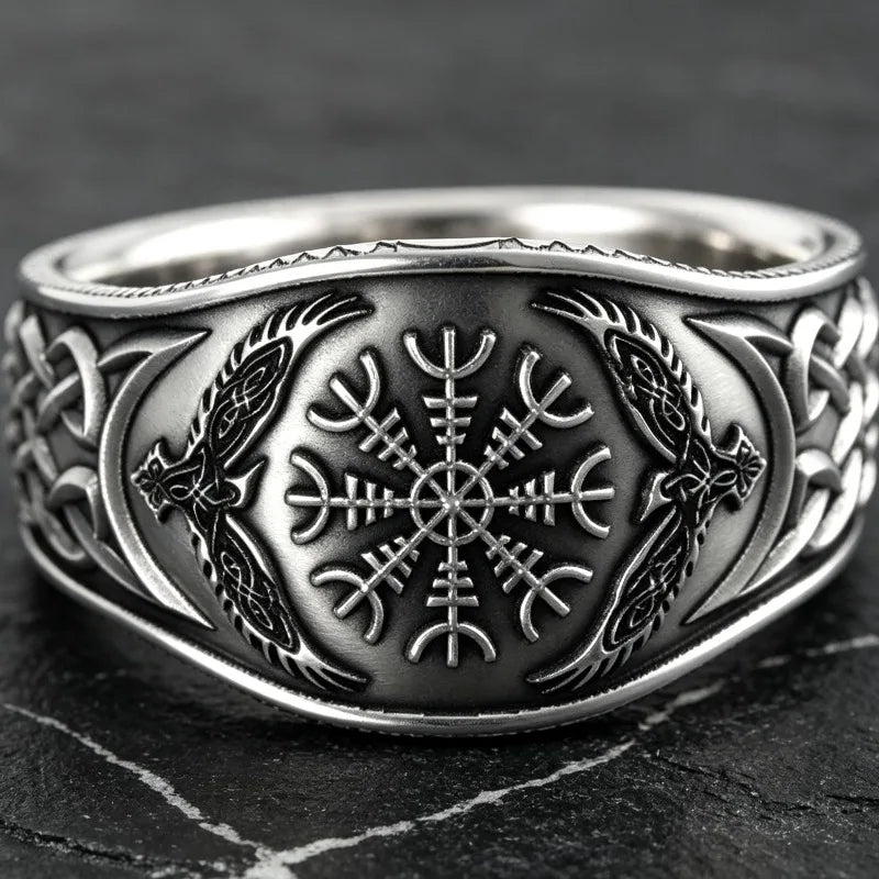Nordic Viking Compass Shape Ring — Zinc Alloy
