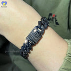 14mm Black Grey Bracelet Hip Hop Men Women Cuban Chain Bling Iced Out Rhinestones Paved Miami Necklace Jewelry