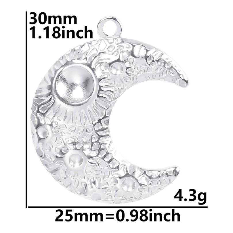 7Pcs No Fade Stainless Steel Wicca Moon Sun Egyptian Ankh Life Cross Pendant DIY Fatima Hand Turkish Evil Eye кулон Jewelry