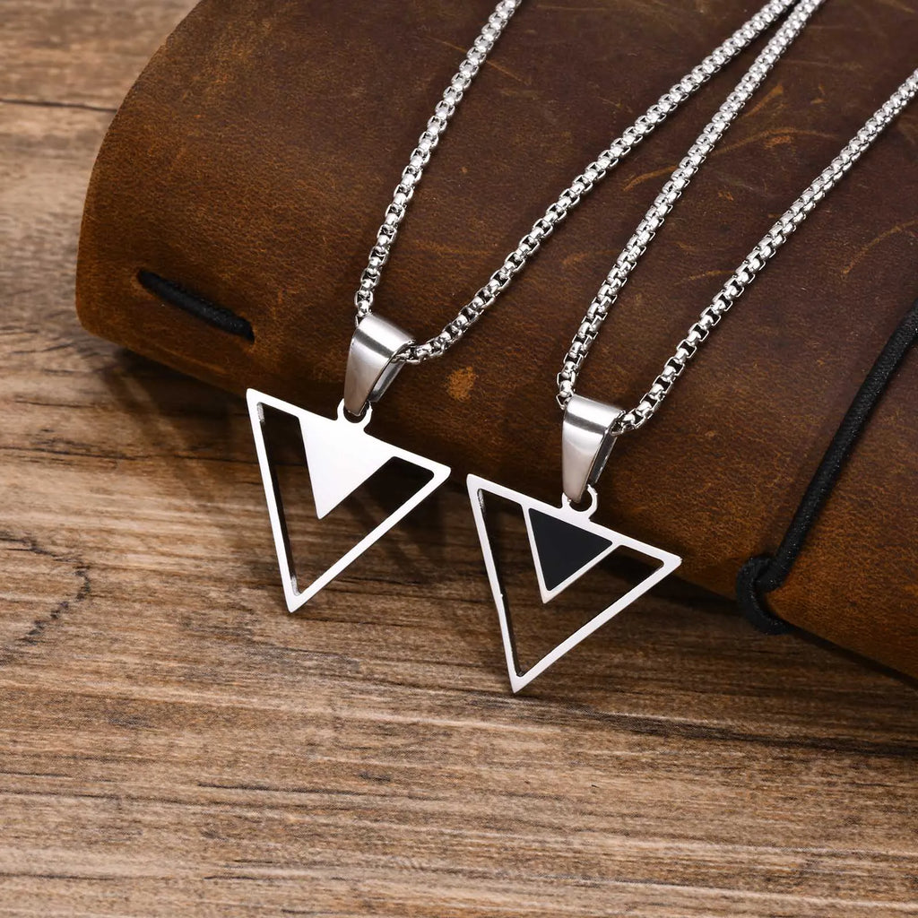 Triangle Geometric Pendant Necklace — Stainless Steel