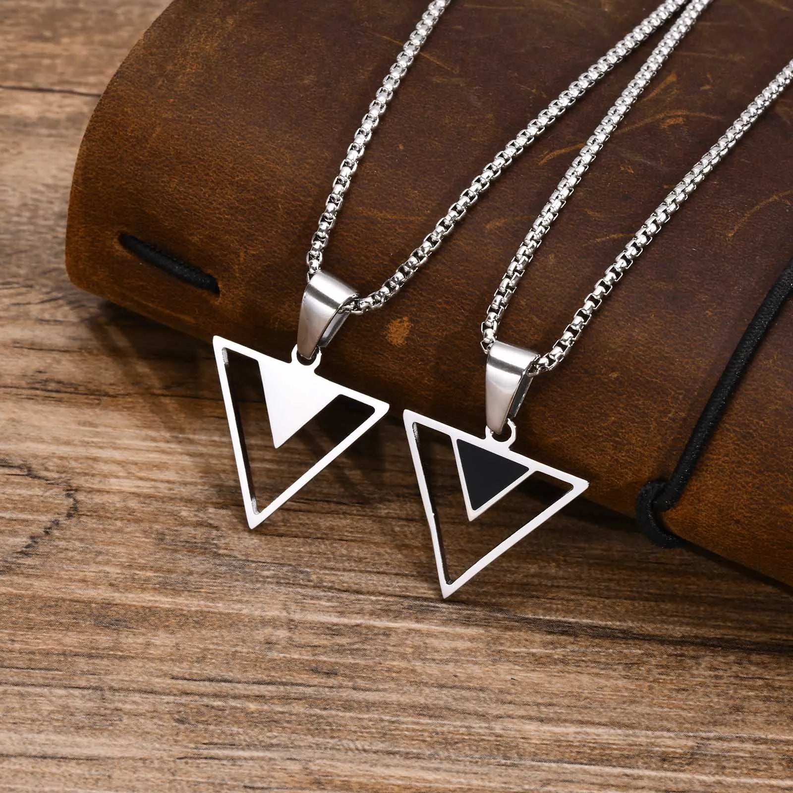 Triangle Geometric Pendant Necklace — Stainless Steel