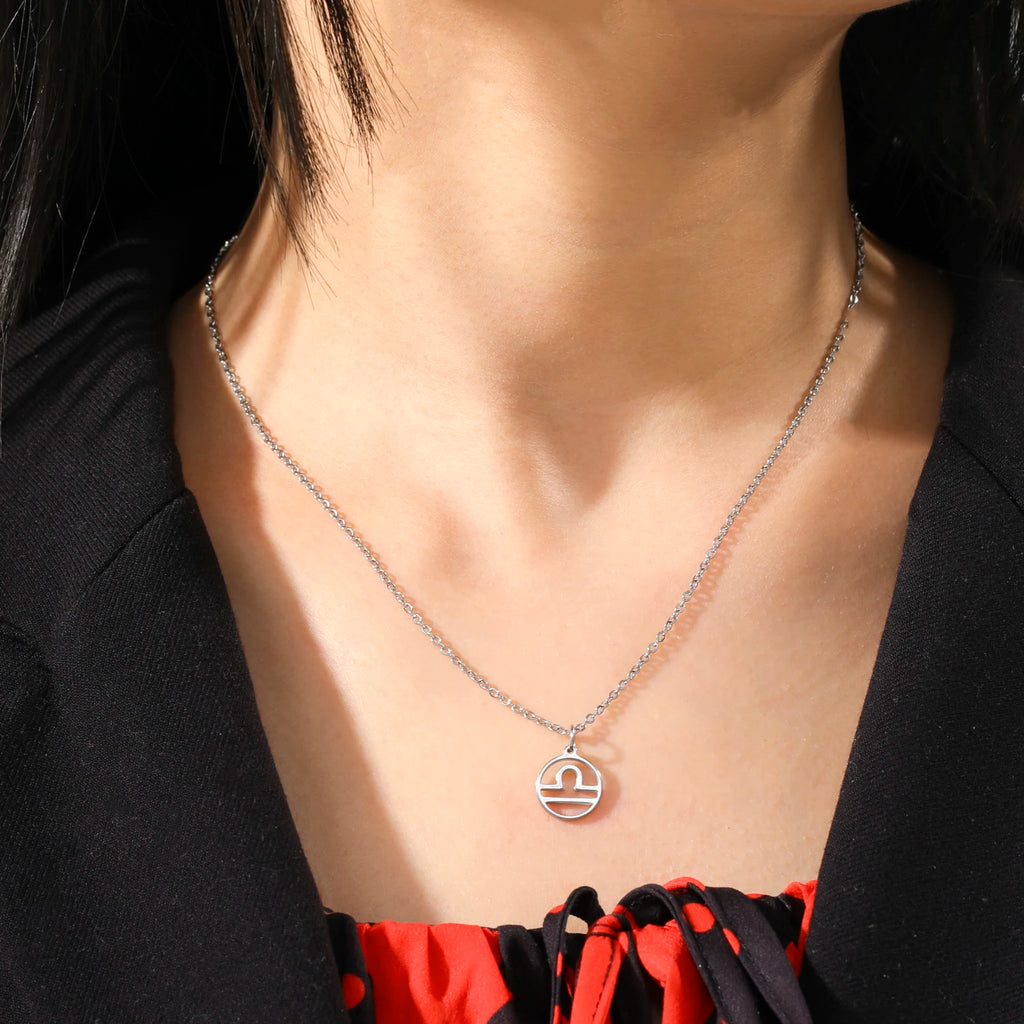 Cazador Zodiac Pendant Necklace for Women 12 Constellation Aries Pisces Gemini Chocher Stainless Steel Jewelry Gold Color Gifts