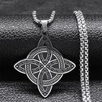 Witchcraft Celtic Witch Knot Pendant Necklace for Women Men Stainless Steel Slavic Protection Amulet Jewelry nudo de