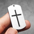 Cross Bible Tag Pendant — Stainless Steel