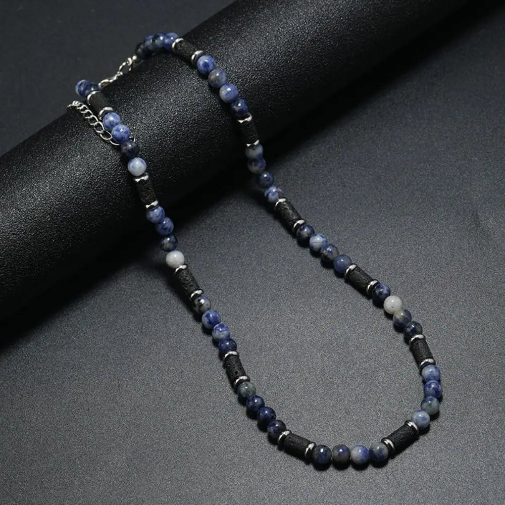 Bohemian Natural Stone Beaded Necklace, Minimalist Design