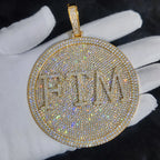 Iced Out Letter Pendant Necklace Disc CZ