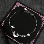 Star Silver Bracelet Sterling Zircon Moon Mystical