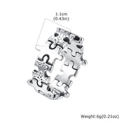 Hammered Jigsaw Puzzle Ring for Men — Stainless Steel