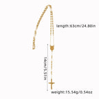 Rosary Beads Necklace Jesus Cross Pendant 4mm — Stainless Steel