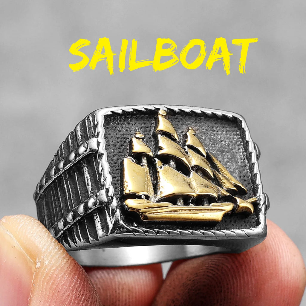 Anchor Lighthouse Ring — Stainless Steel