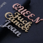 Iced Out Letter Name Pin Brooch Rose Gold