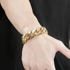 Matte Polished Gold Color Stainless Steel Men's Bracelet for Man 20MM Curb Link Chain Wrist On Hand Bands Jewelry