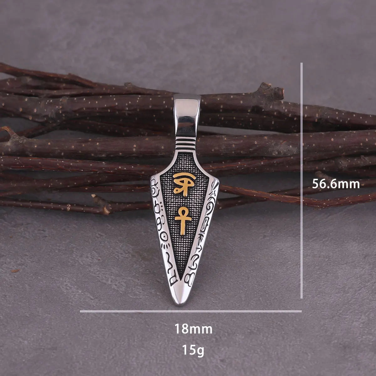 Viking Rune Spear Pendant Necklace Men's Punk Hip Hop Stainless Steel Gold Black Color Eye of Horus Amulet Necklace