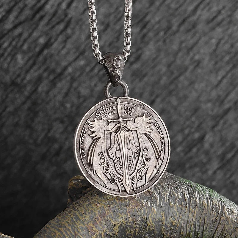 Sun Hugging Moon Round Pendant — Stainless Steel
