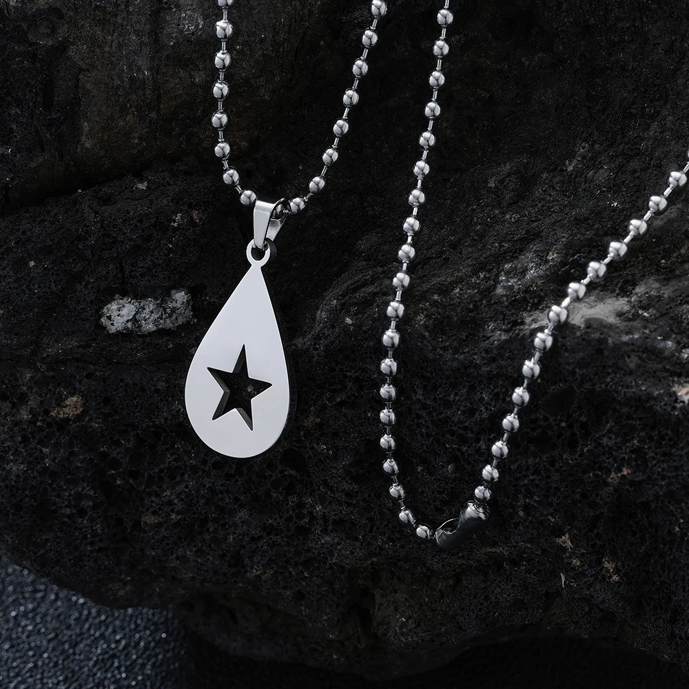 Hollow Pentagram Pendant Necklace — Stainless Steel