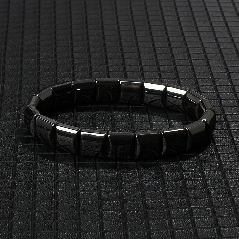Hematite Therapy Stretch Bracelet — Mixed Metal