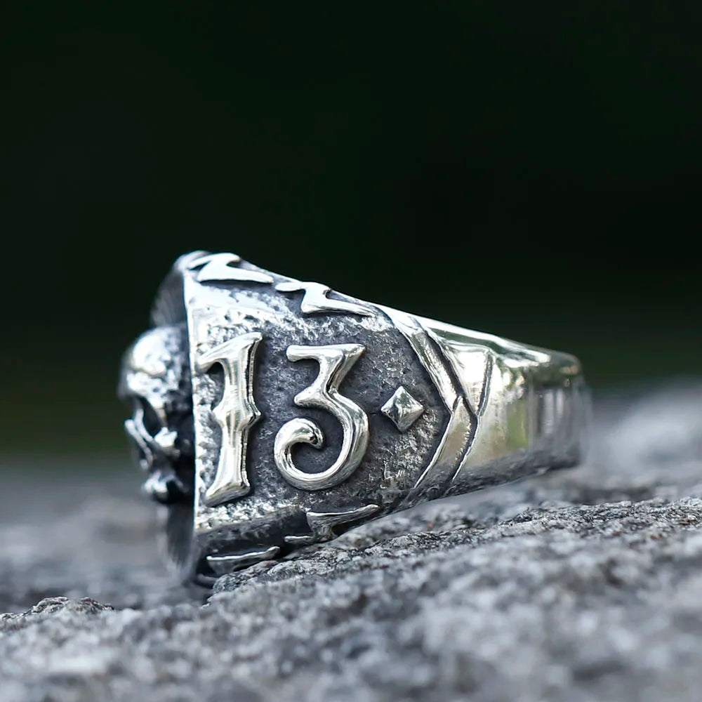 NEW Men's 316L Stainless-Steel Rings Calvarium Skull with 13 Letter Ring for Teens Punk Jewelry for Gift Free Shipping
