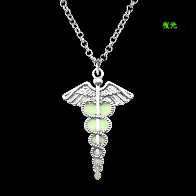 Percy Jackson Necklace Angle Wings Snake Ouroboros Magic Wand Caduceus Asclepius Pendant New Emergency Medical Jewelry