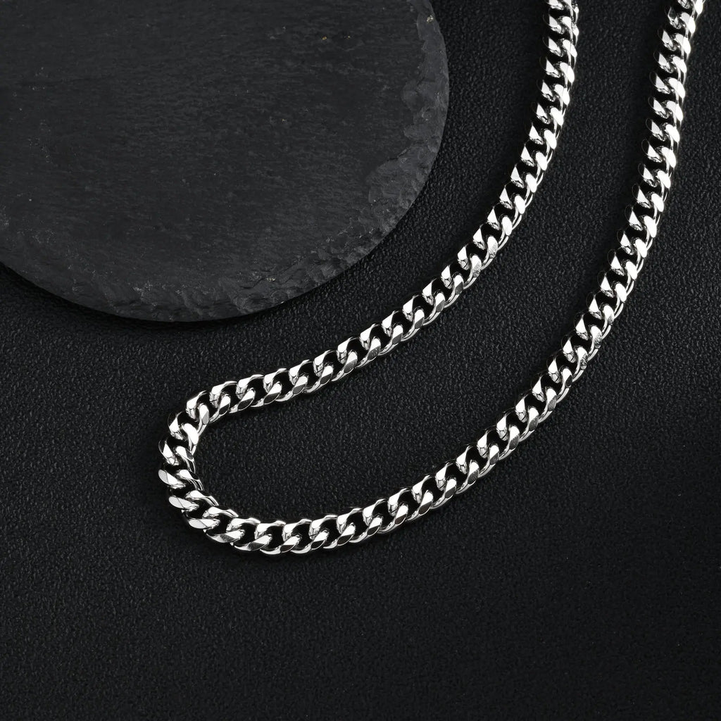 Classic Curb Chain Necklace for Men Women,3.5/5/7MM Stainless Steel Cuban Chain Chokers,Hip Hop Basic Chain Jewelry Gift