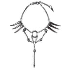 Studded Skull Pendant Necklace — Stainless Steel