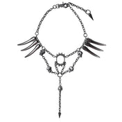 Studded Skull Pendant Necklace — Stainless Steel