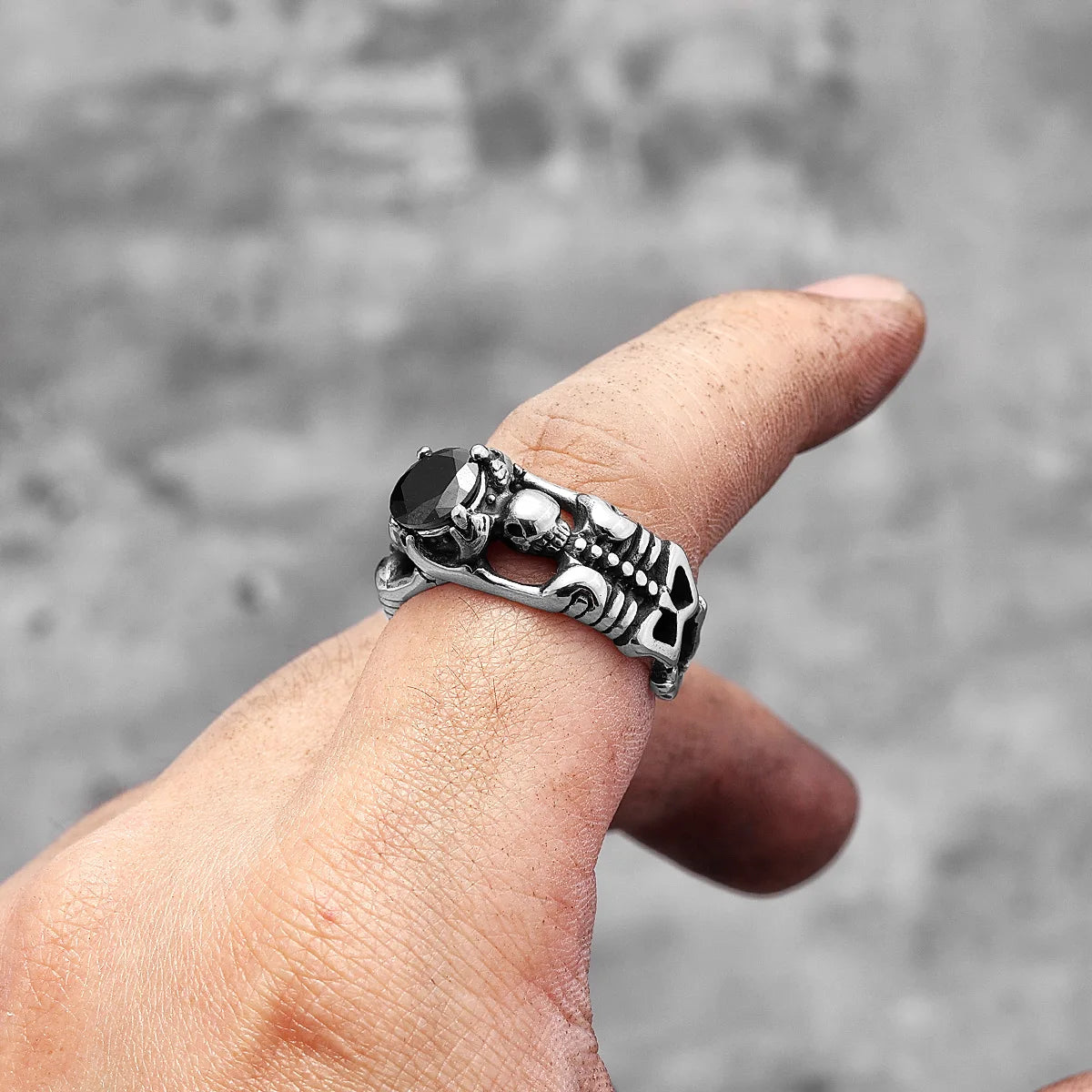 Skull Gemstone Ring — Stainless Steel