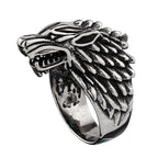 Viking Domineering Wolf Head Ring Men's Fashion Personality Creative Temperament Stainless Steel Ring Jewelry Gift