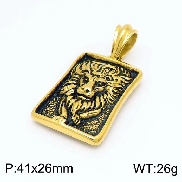 Retro Lion Pendant Motorcycle Necklace — Stainless Steel