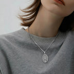 AEONSLOVE Silver Hecate Triple Moon Goddess Necklace Vintage Oval Pendant Wicca Pagan Jewelry Protection Amulet