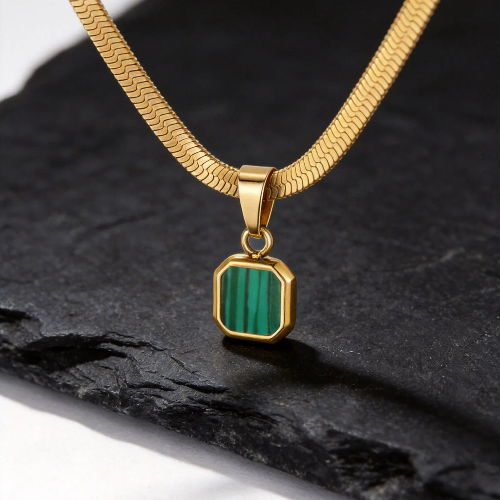 Stone Cuban Chain Pendant Necklace — SS