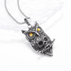 Gothic Style Owl Skull Pendant Necklace for Personalized Men's Retro Motorcycle Rider Party Jewelry Accessories