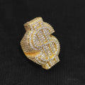 Gold Iced Out Money Sign Ring Statement