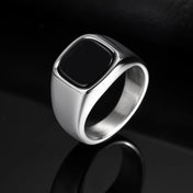 Black Stone Signet Ring — Stainless Steel Square
