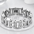 Solid Stainless Steel 22MM Width Motorcycle Bike Chain Men Bracelet Wristband Male Bangles Rock And Roll Men's Jewelry