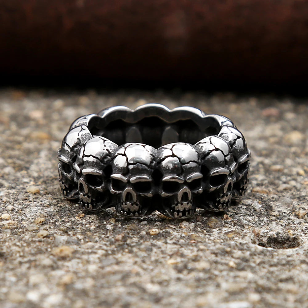Gothic Skull Steel Ring Vintage Punk Rock Party