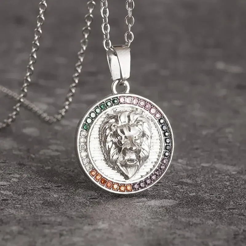 Domineering Tiger Head Pendant Men\\\'s Fashion Animal Tiger Necklace Punk Hip-Hop Trend Casual Jewelry Boyfriend Gift