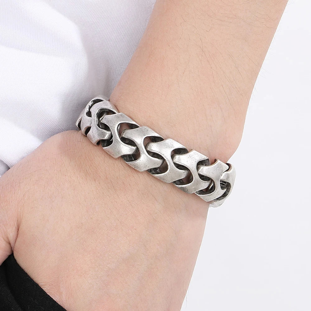 Cool Solid Stainless Steel Bracelet for Man Men's Jewelry Accessories Matte Brushed 18MM Width Keel Cuban Chain Boys'