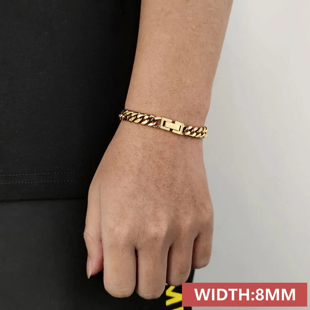 Stainless Steel Cuban Bracelet Miami Rectangle