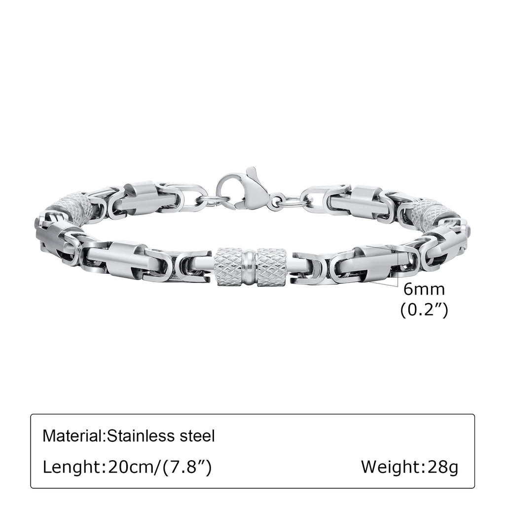 Punk Byzantine Bracelets for Men Boys,Stainless Steel Handmade Links Bracelet,Stylish Casual Jewelry Gifts