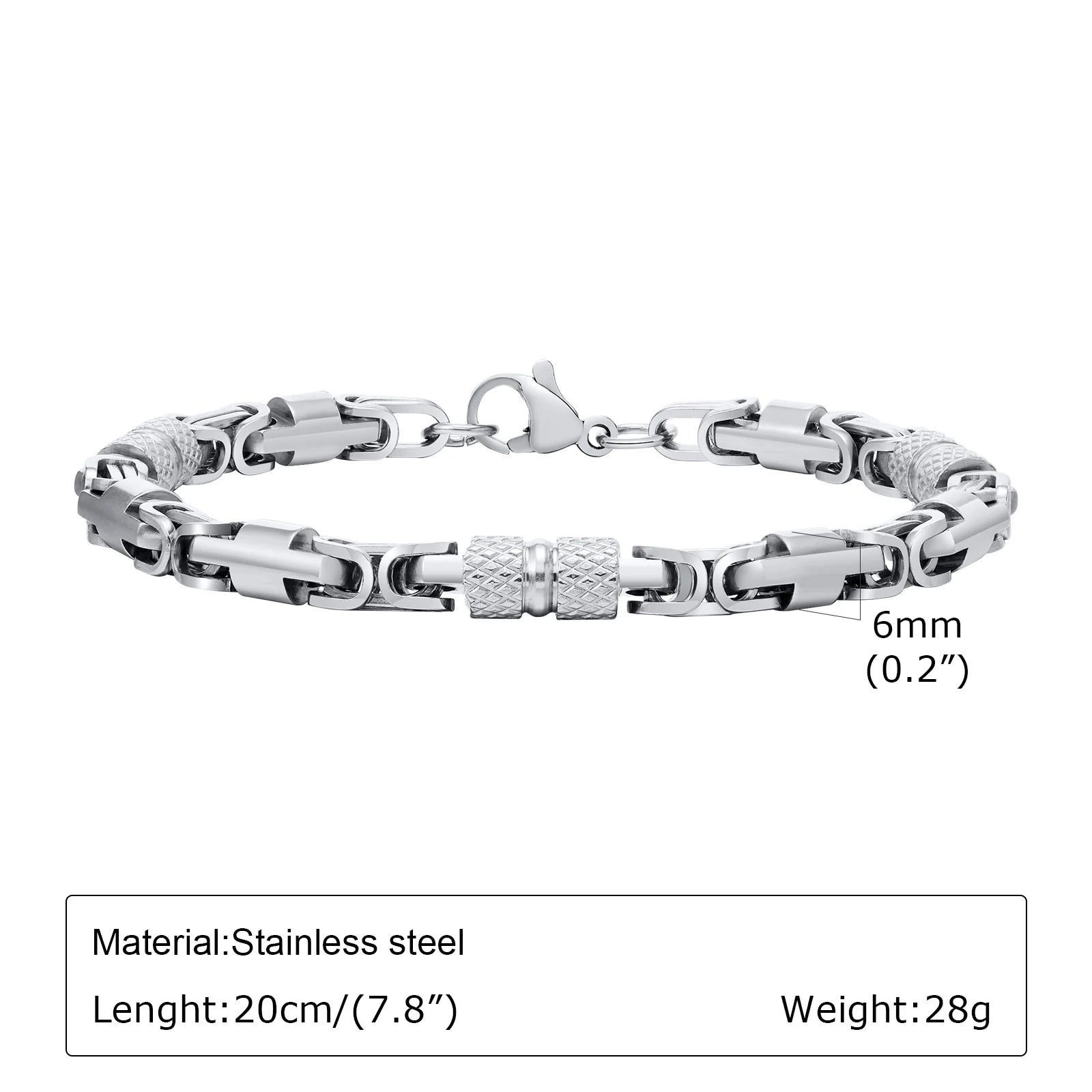 Punk Byzantine Bracelets for Men Boys,Stainless Steel Handmade Links Bracelet,Stylish Casual Jewelry Gifts