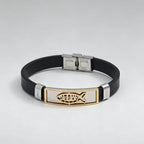 Jesus Cross Silicone Bracelet — Stainless Steel