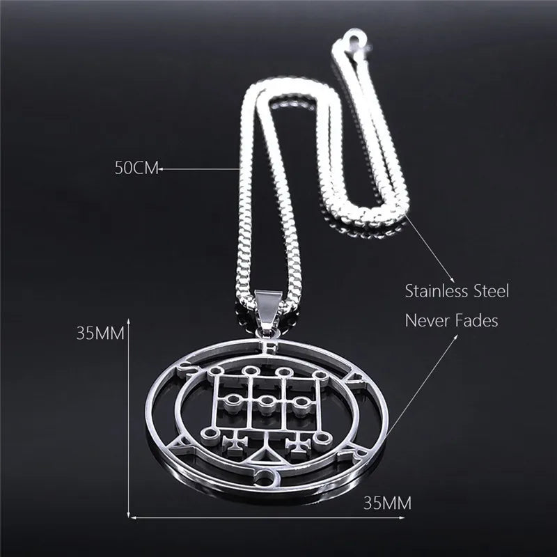 Satan Seal Silver Chain Necklace — Stainless Steel