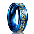 Fashion 8mm Stainless Steel Celtic Dragon Rings For Men Inlay Purple Carbon Fiber Rings Wedding Band Jewelry Birthday Gifts