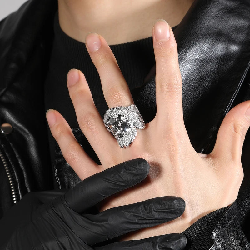 Iced Out CZ Pave Band Ring for Men — Two-Tone, Rapper Band