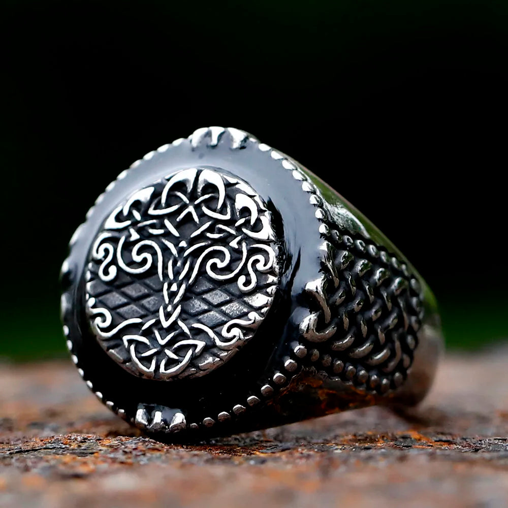 Viking Yggdrasil Tree of Life Ring — Nordic Mythology, Titanium