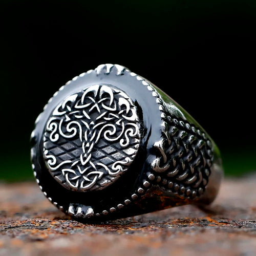 2025 Viking Tree Of Life Ring For Men Nordic Mythology Stainless Steel Yggdrasils Ring Fashion Amulet Viking Jewelry Gift