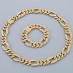 Hip-Hop Jewelry CZ Cuban Chain Man Bracelet Necklace Set Luxury Gold Color 60CM Long Stainless Steel Men's Necklace &