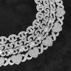 Iced Out Heart Cuban Chain Necklace Stainless Steel