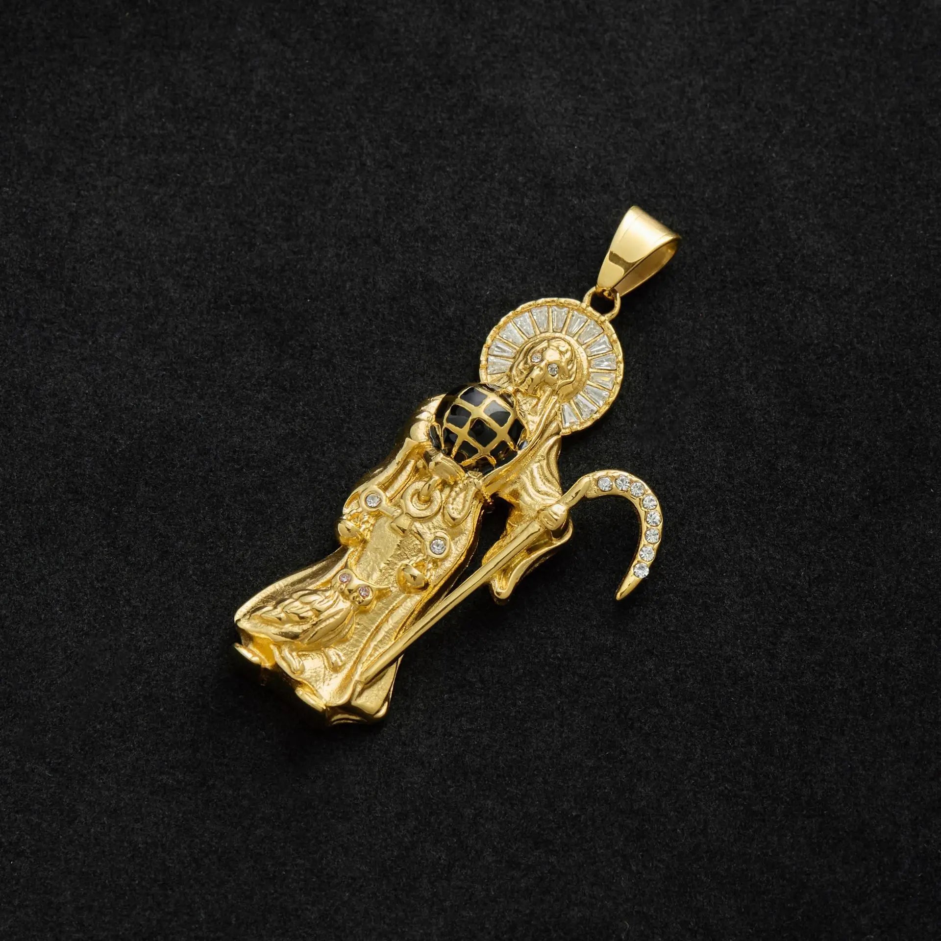 Scythe Death Skull Pendant — Stainless Steel
