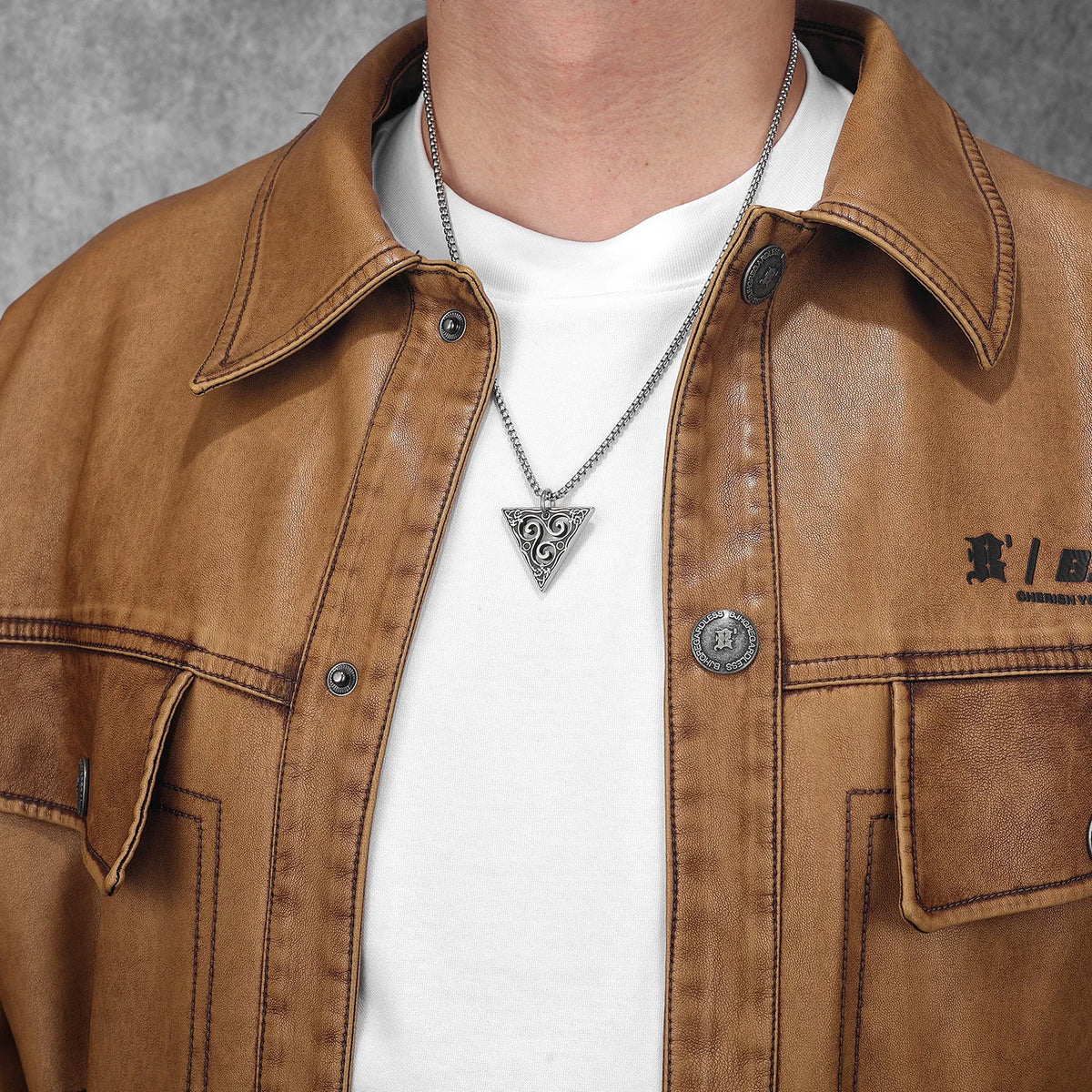 Celtic Knot Triangle Pendant Necklace — Stainless Steel Box Chain